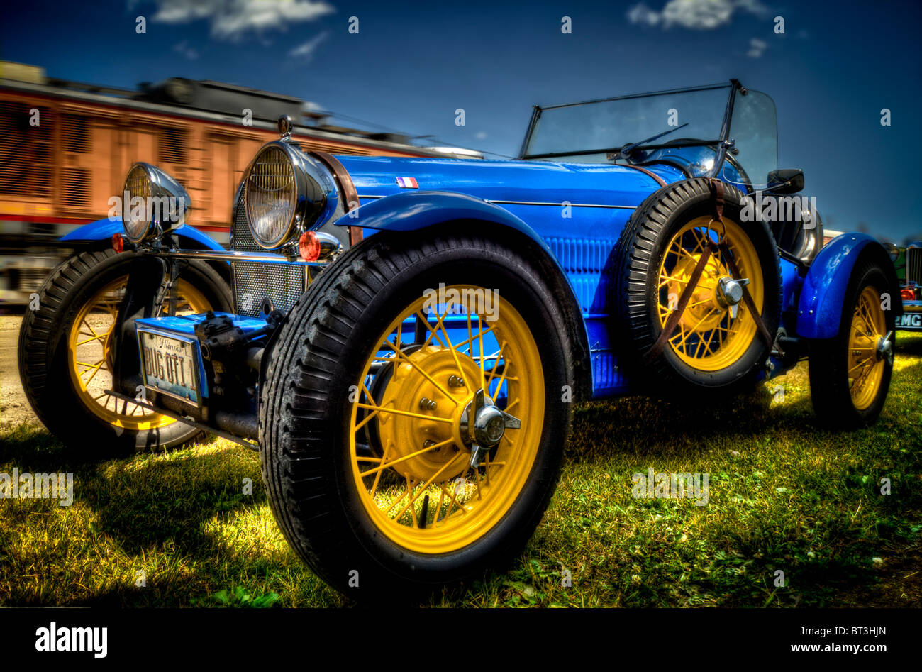 Bugatti reproduction racing car in blue Stock Photo