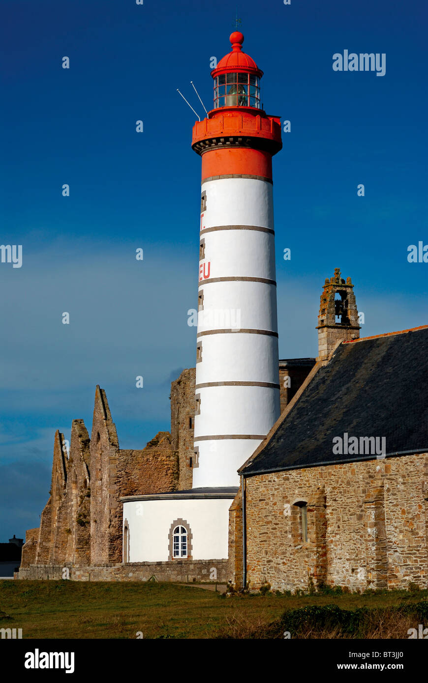 France, Brittany: Lighthouse of Pointe de Saint Mathieu Stock Photo