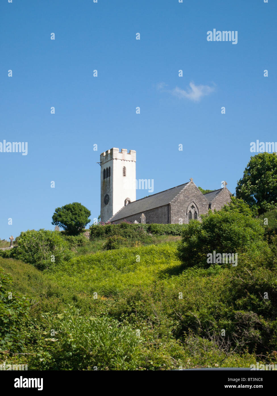 The parish church at manorbier pembrokeshire wales Stock Photo