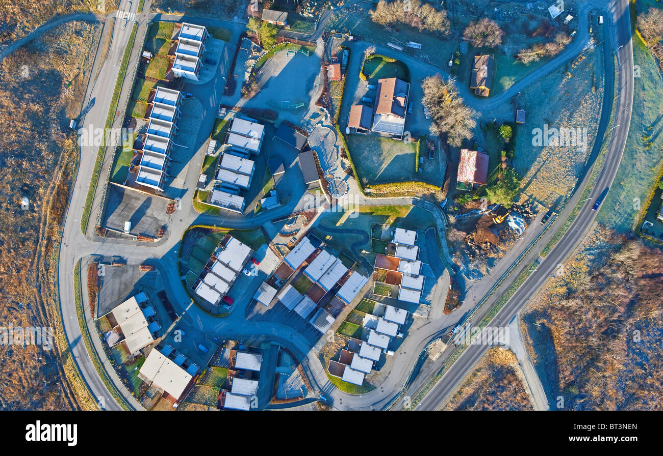 Aerial photo of a new residential area homes sandnes hires stock