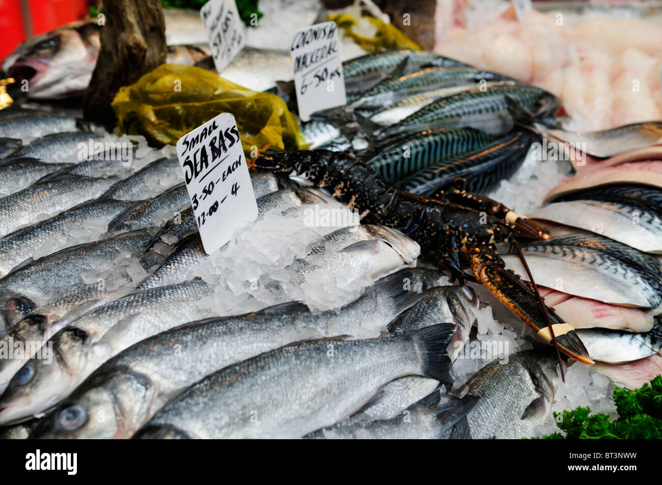 Fishmonger's Stall at Borough Market, Southwark, London, England, Uk Stock Photo