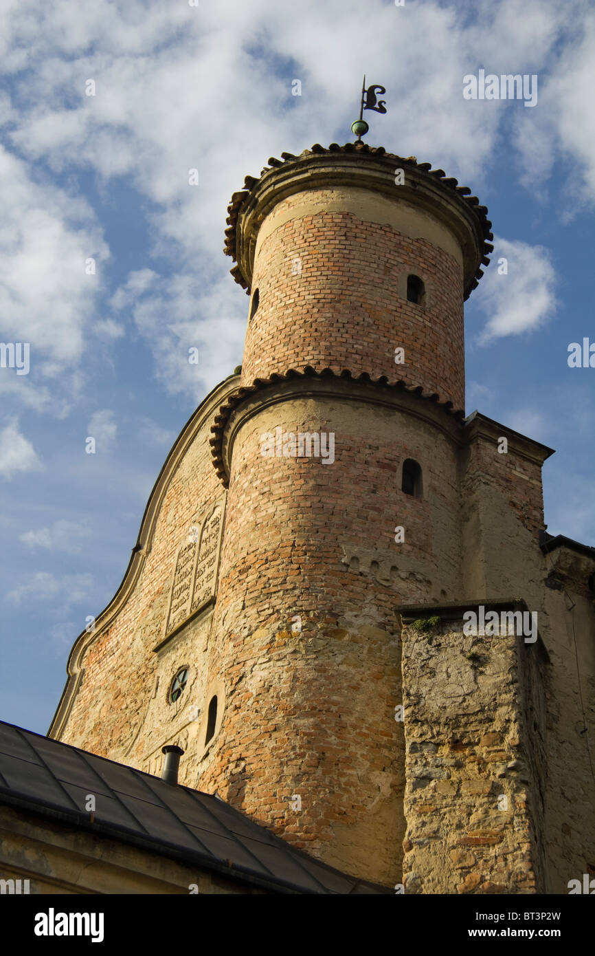 Tower of Lesko Synagogue now art gallery in eastern Poland Stock Photo