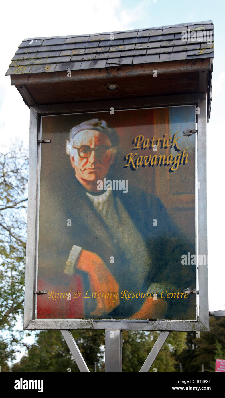 Patrick Kavanagh Resource Centre sign, Inniskeen, Co. Monaghan Stock Photo