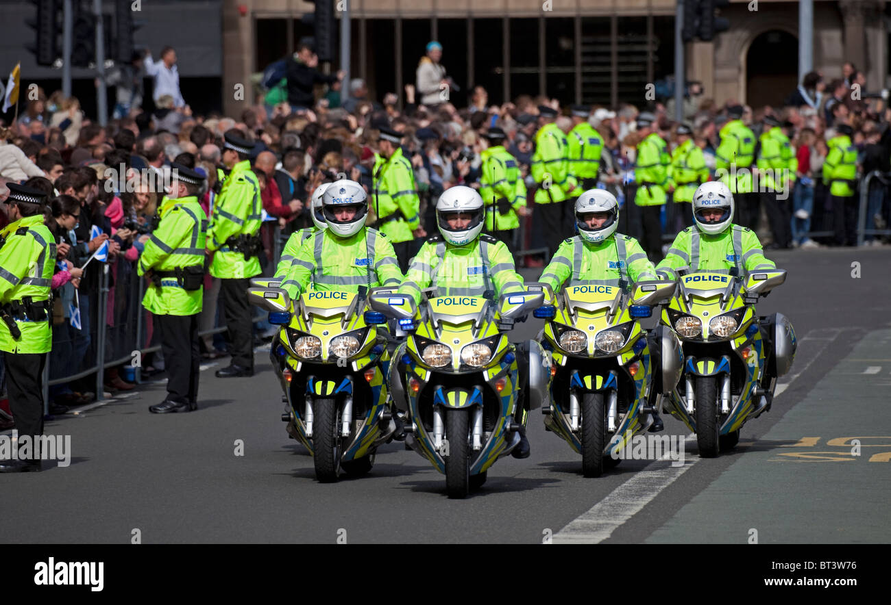 Police motorcycles Scotland Edinburgh patrol streets UK, Europe Stock Photo