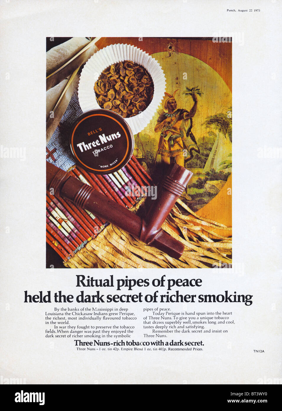 Classic advert for Three Nuns pipe tobacco in magazaine dated 22-28 August 1973 Stock Photo
