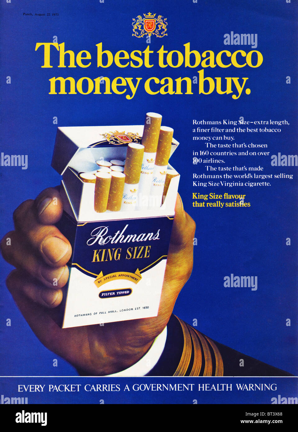 Advert for Rothmans King Size cigarettes in Punch magazaine dated Stock ...