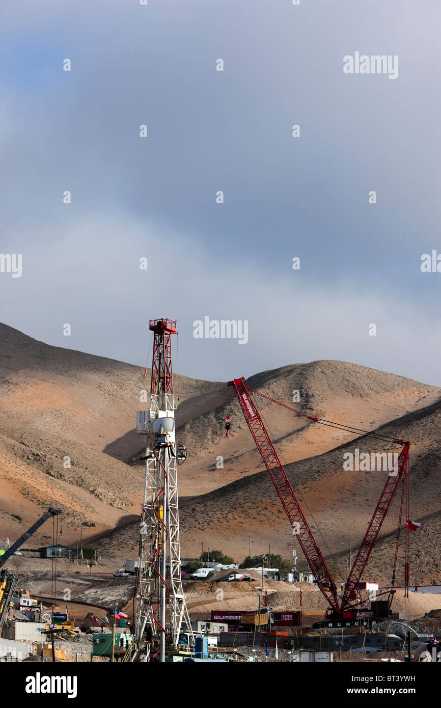 Copiapo, Chile San Jose Mine Plan C Drilling Rig portrait rescue attempt for trapped miners copy space Stock Photo