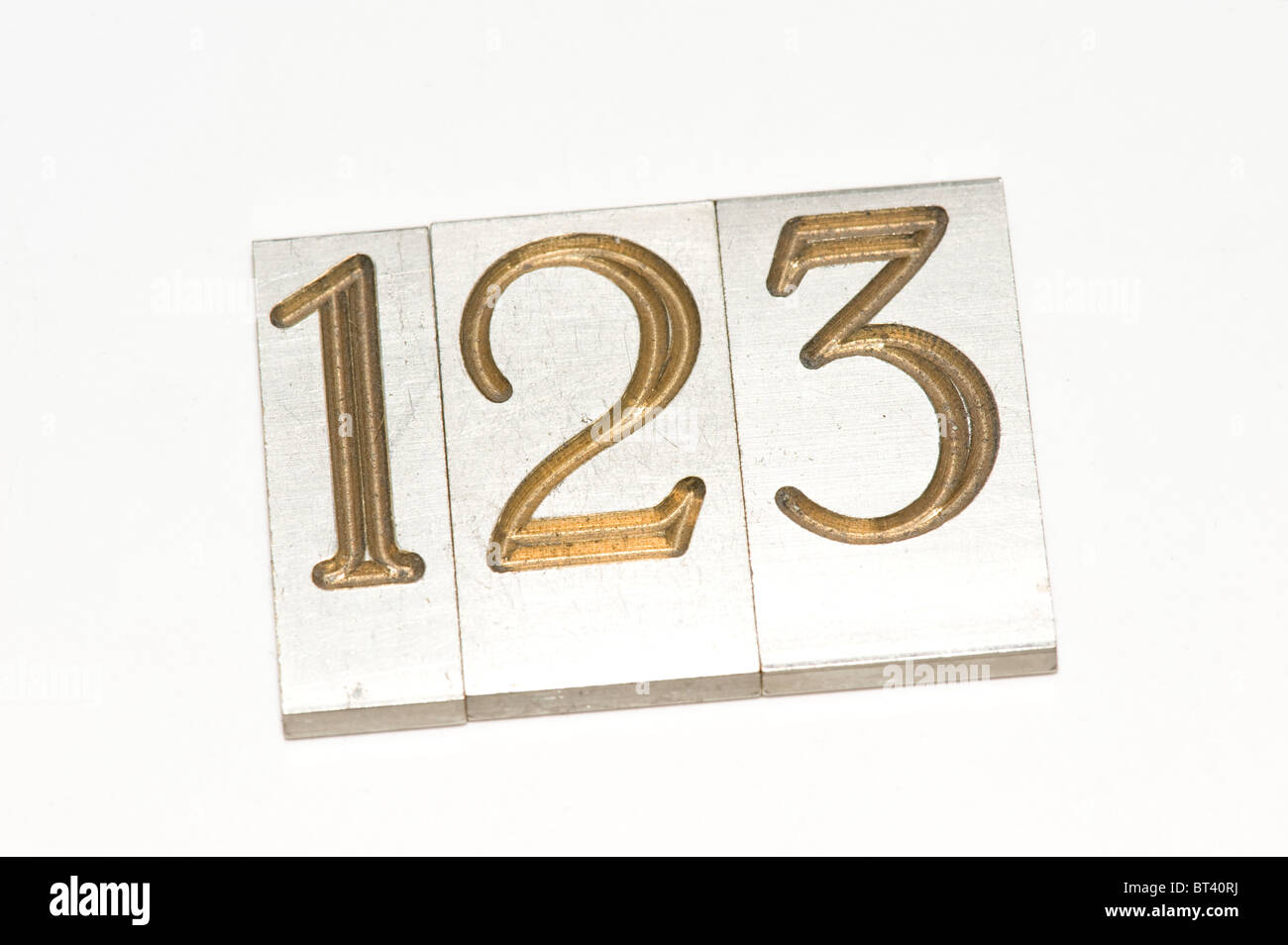 Numbers used for engraving Stock Photo