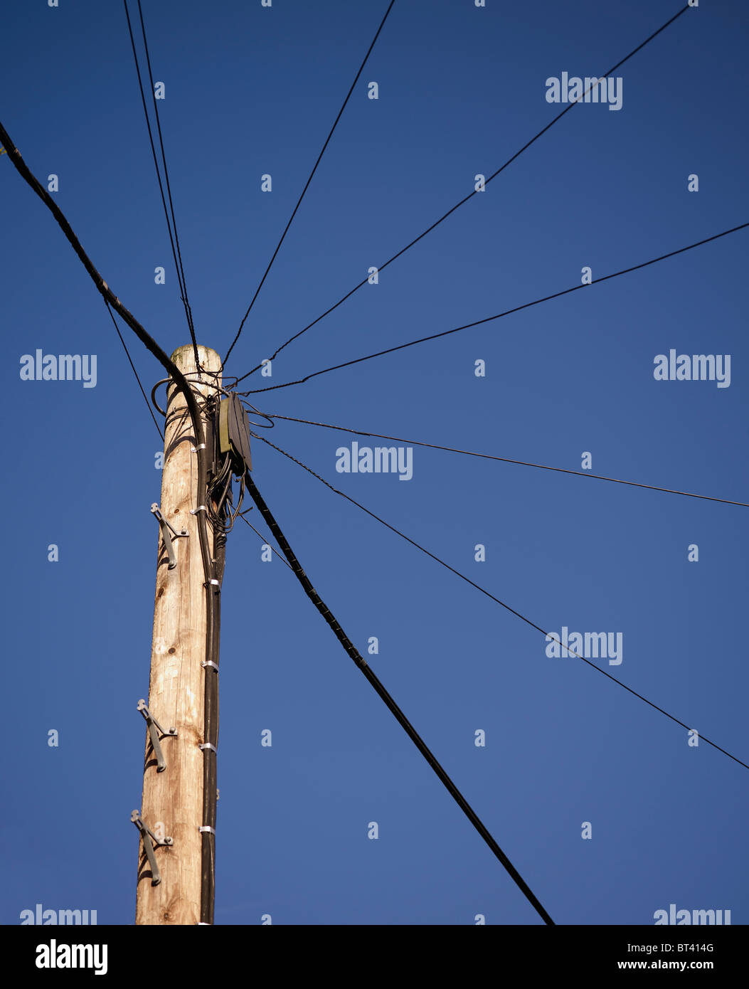 British telegraph pole used for overhead telephone lines Stock