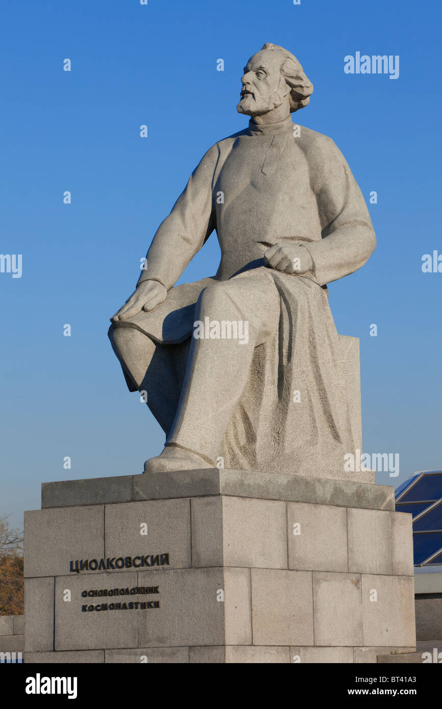 Monument to the Russian and Soviet rocket scientist Konstantin Eduardovich Tsiolkovsky (1857-1935) in Moscow, Russia Stock Photo