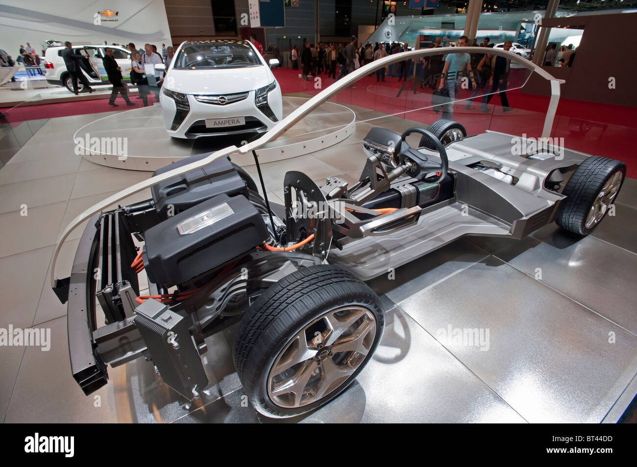 Cut away of Opel Ampera electric car at Paris Motor Show 2010 Stock Photo