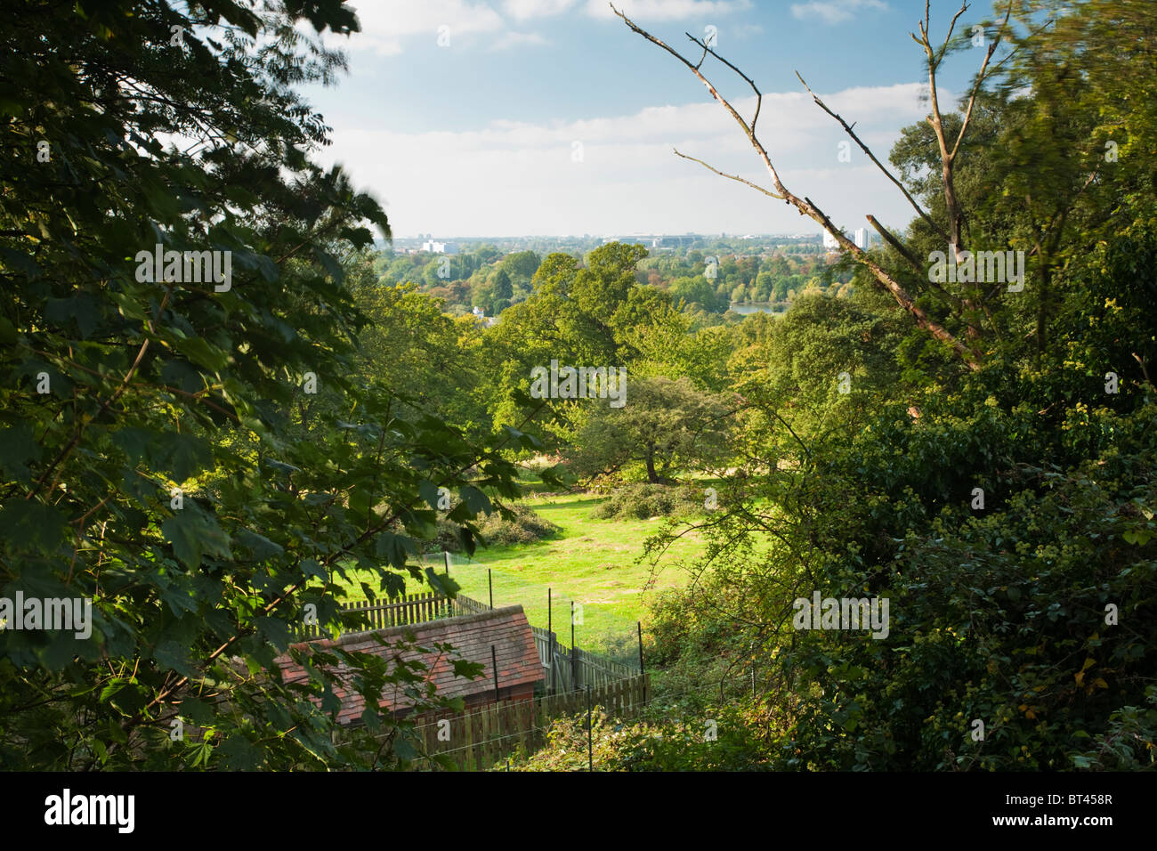 View across the Thames Valley from Poets Corner in Richmond Park, Surrey, Uk Stock Photo