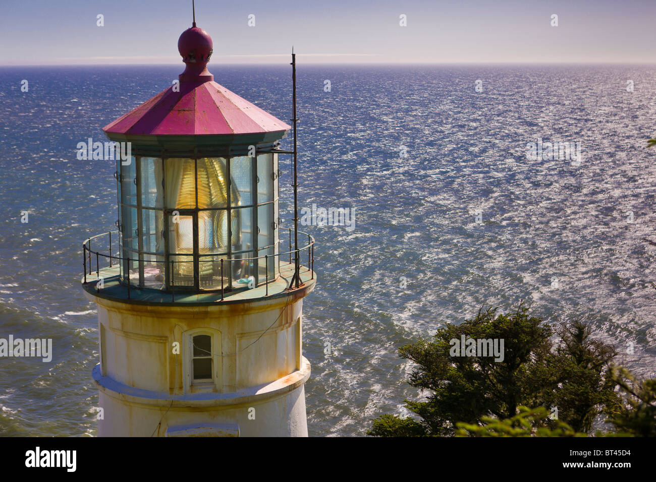 HECETA HEAD, OREGON, USA - Heceta Head lighthouse on central Oregon coast overlooking Pacific Ocean. Stock Photo