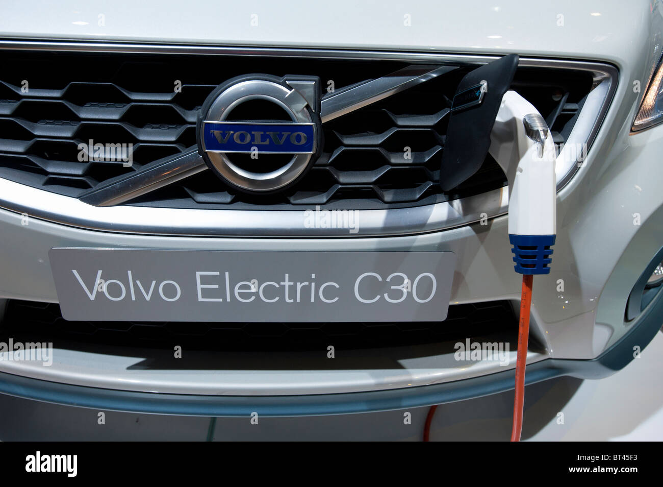 Plug-in electric Volvo C30 car at Paris Motor Show 2010 Stock Photo