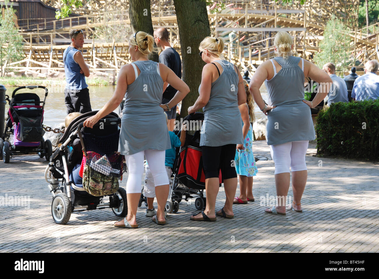mothers waiting in Efteling theme park Kaatsheuvel Netherlands Stock Photo