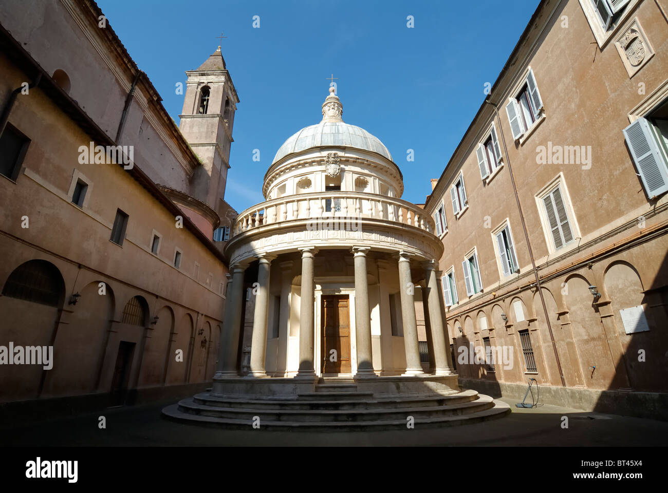 Rome. Italy. Tempietto di Bramante, the circular church designed by Bramante, Piazza San Pietro in Montorio. Stock Photo