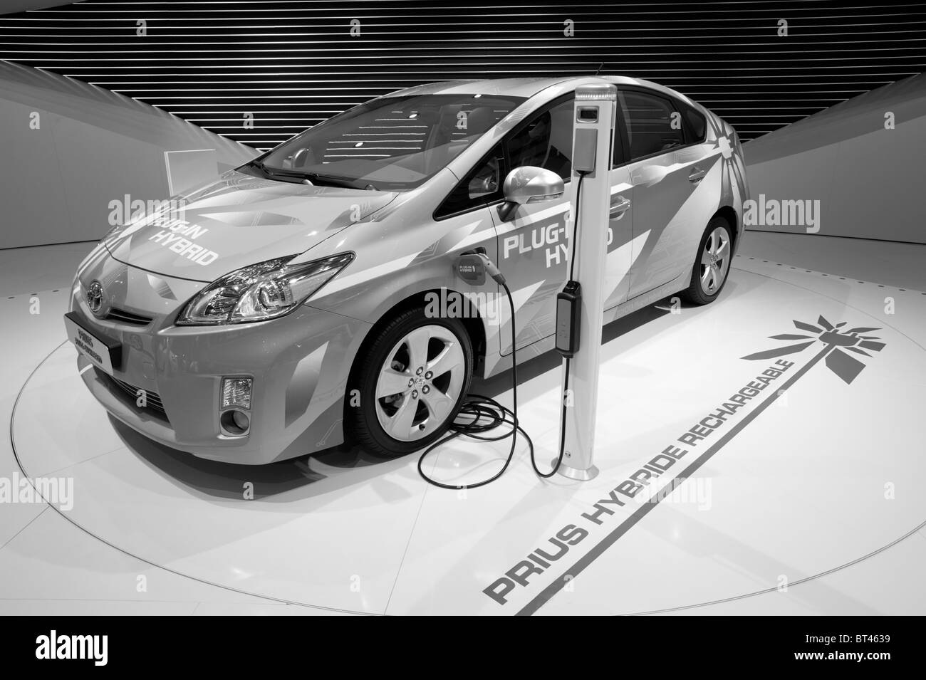 Toyota Prius plugin hybrid car at Paris Motor Show 2010 Stock Photo