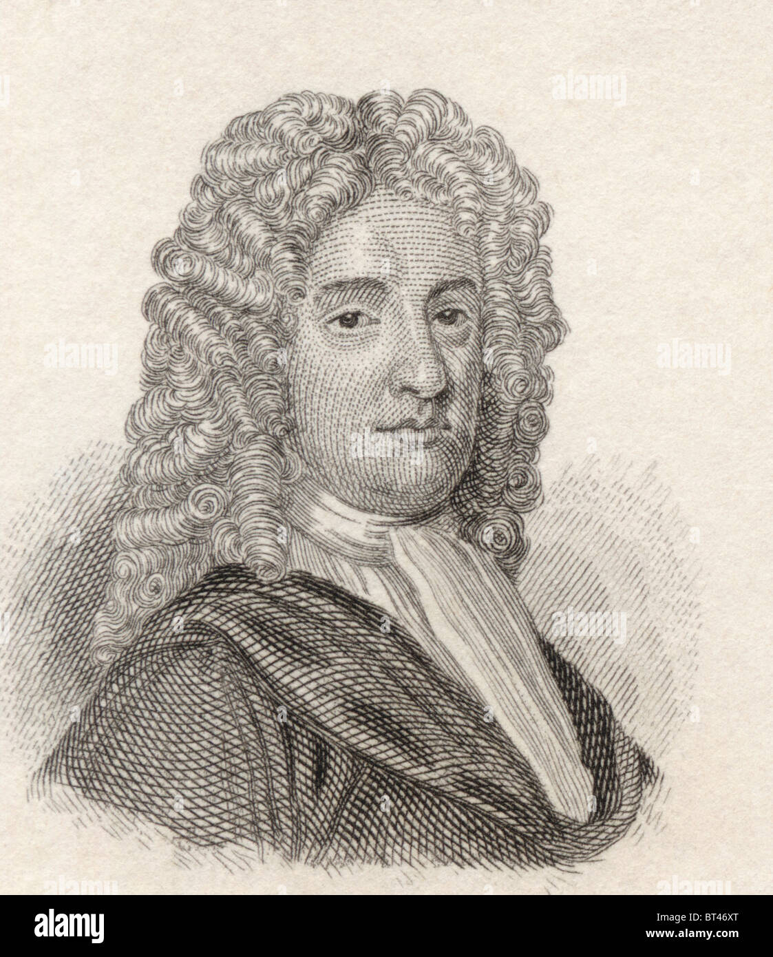 Nicholas Rowe, 1674 to 1718. English dramatist, poet and miscellaneous writer,appointed Poet Laureate in 1715. Stock Photo
