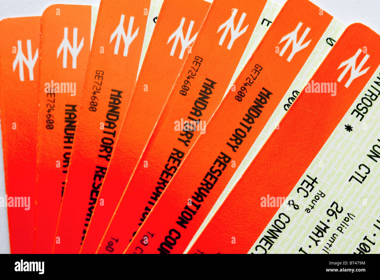 British Railways Travel tickets purchased for off peak travel using senior citizen railcard Stock Photo