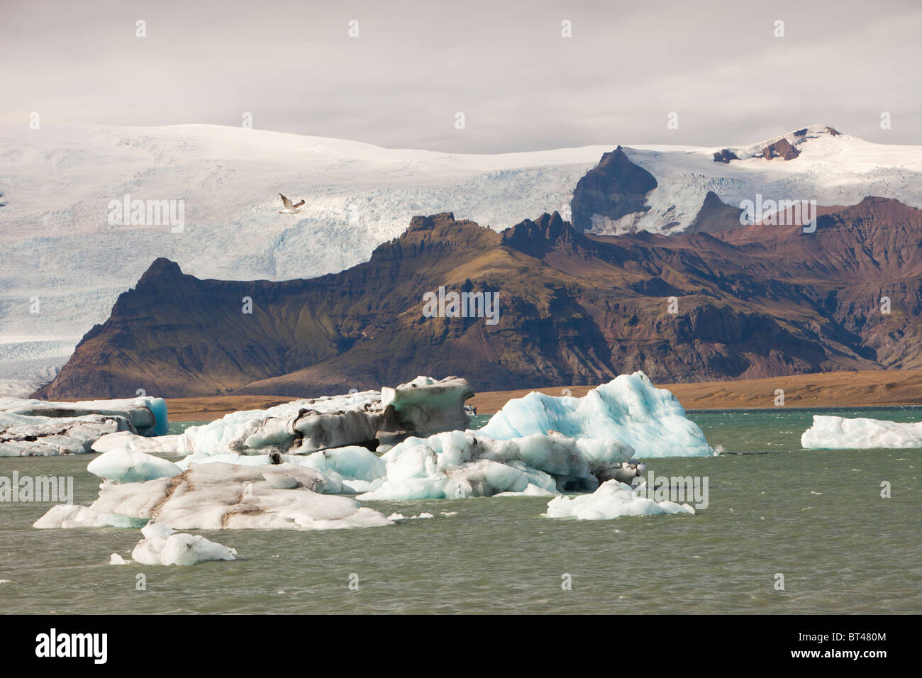 Jokulsarlon ice lagoon was created by the rapid retreat of the Breidamerkurjokull glacier, on Iceland's south Coast Stock Photo