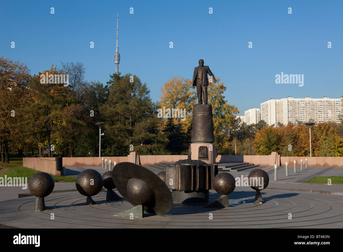 Monument to the lead Soviet rocket engineer and spacecraft designer Sergei Pavlovich Korolev (1907-1966) in Moscow, Russia Stock Photo