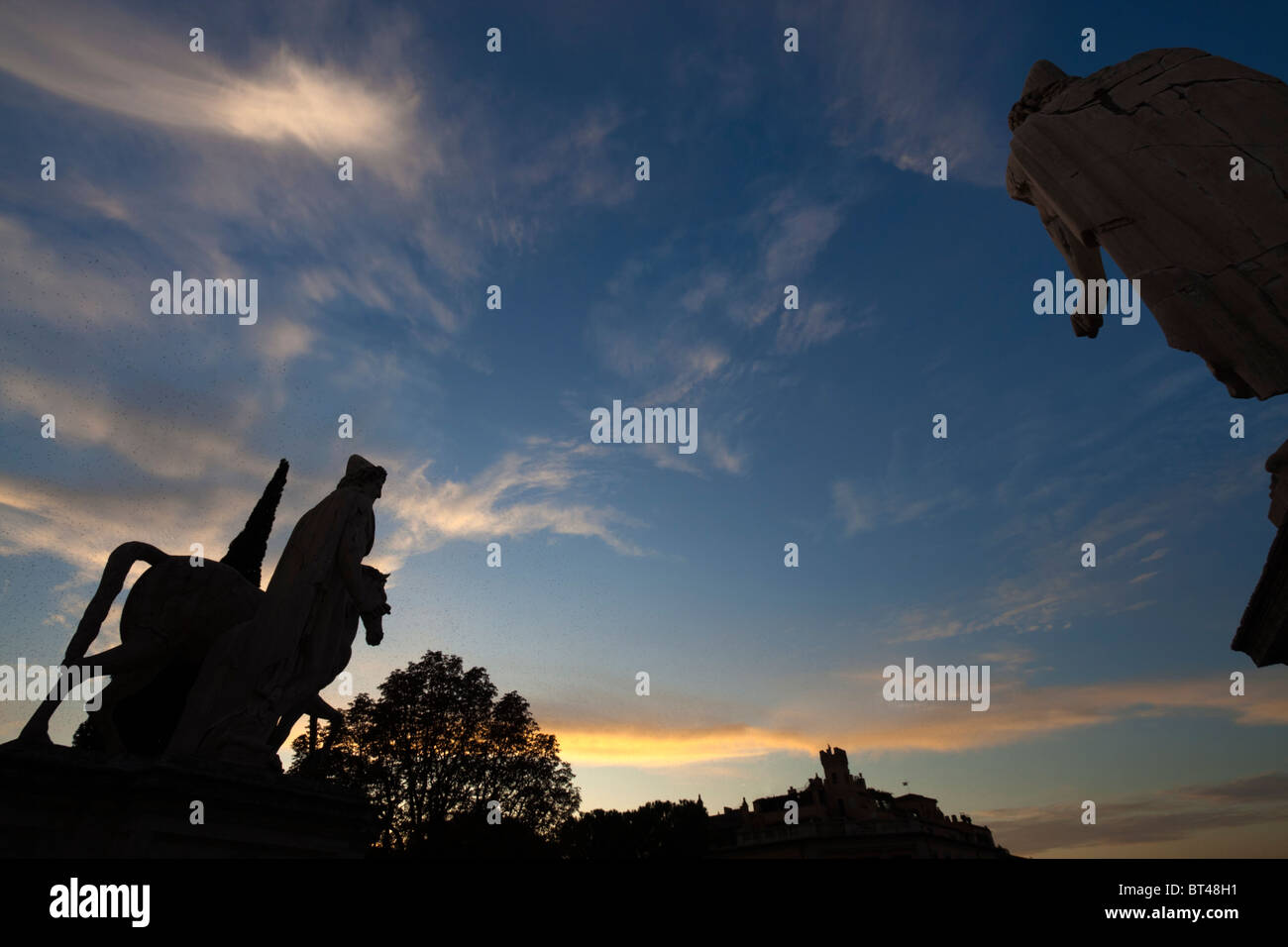 View from the Capitoline Hill in Rome (Italy), with the silhouette of ...