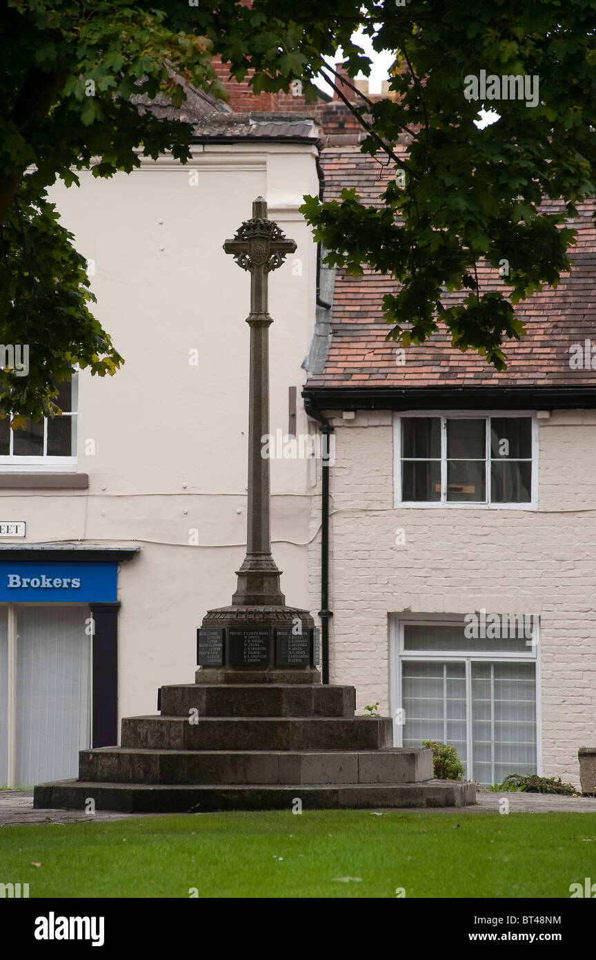 War memorial in the small market town of Wem, Shropshire, England Stock