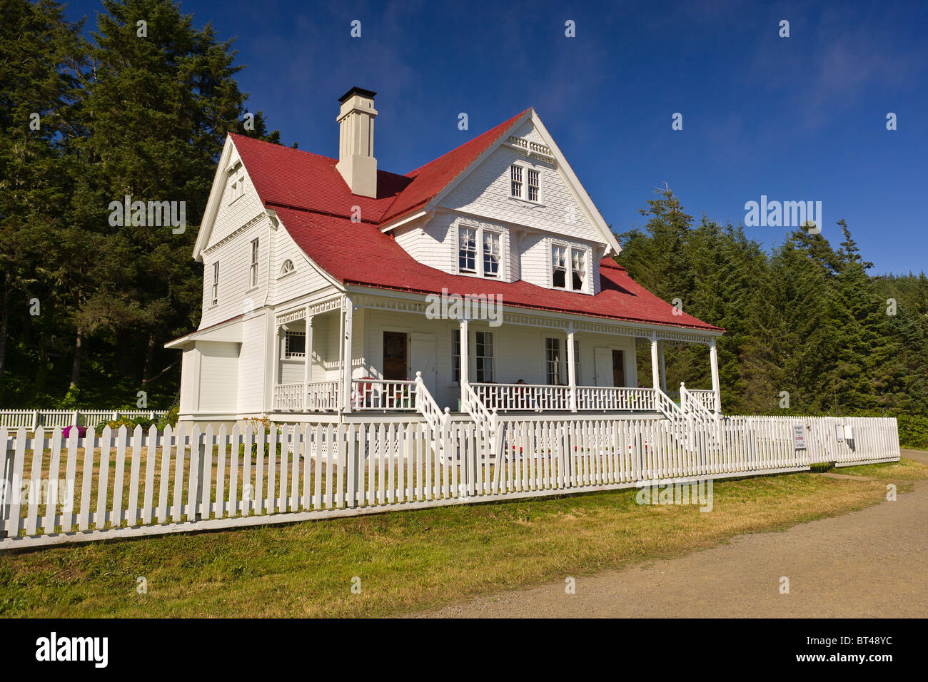 HECETA HEAD, OREGON, USA - Keeper's house at Heceta Head lighthouse on Oregon coast. Stock Photo