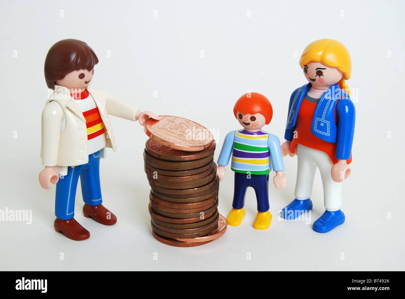 Personal finance savings education tuition fees Children money saving pennies cost childcare Stock Photo