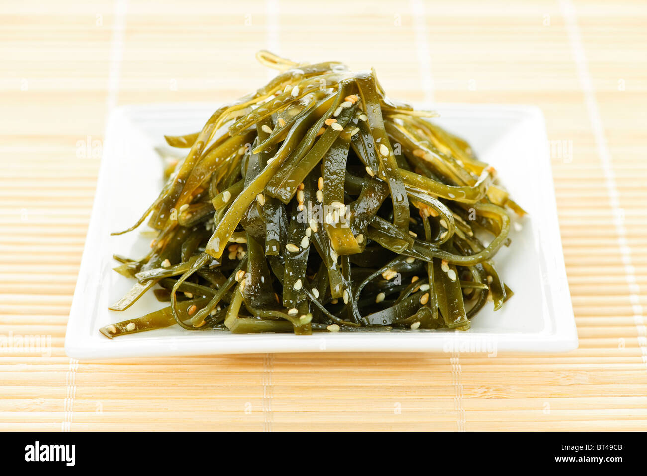 Plate of traditional japanese wakame seaweed salad Stock Photo