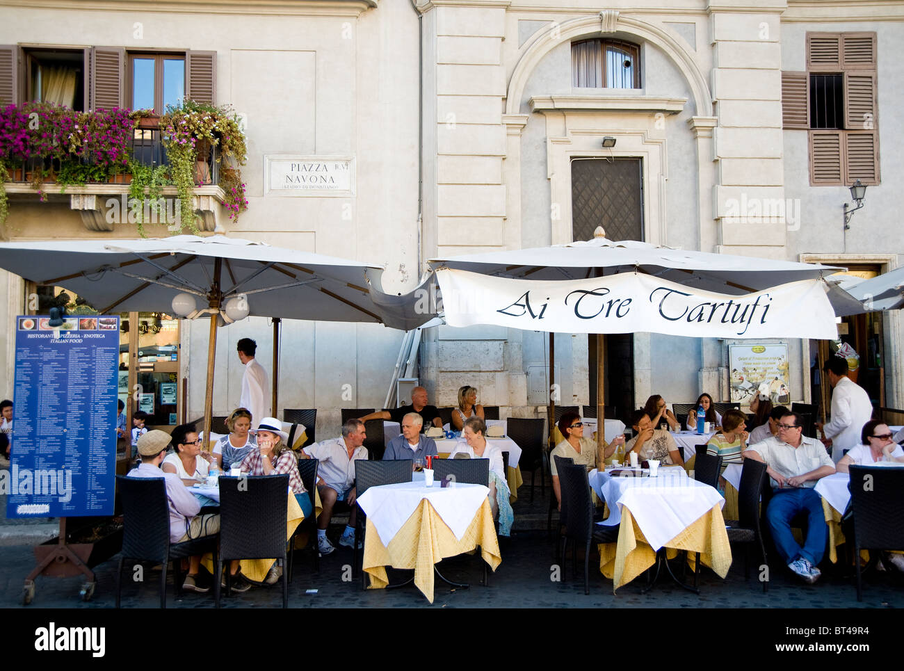 Cafe Ai tre Tartufi, Piazza Navona, Rome Stock Photo