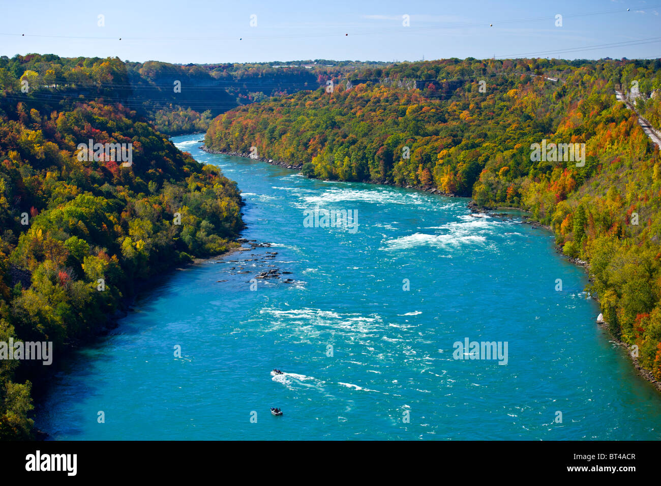 Niagara River border between USA Canada fall colors Stock Photo