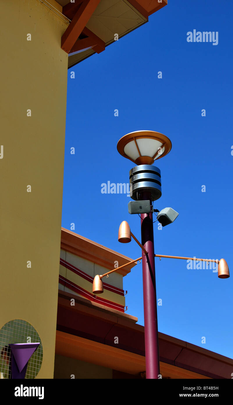 USA, Idaho, Boise, Archtectural Detail and Lamp Post at the Boise Spectrum, Lap Stock Photo
