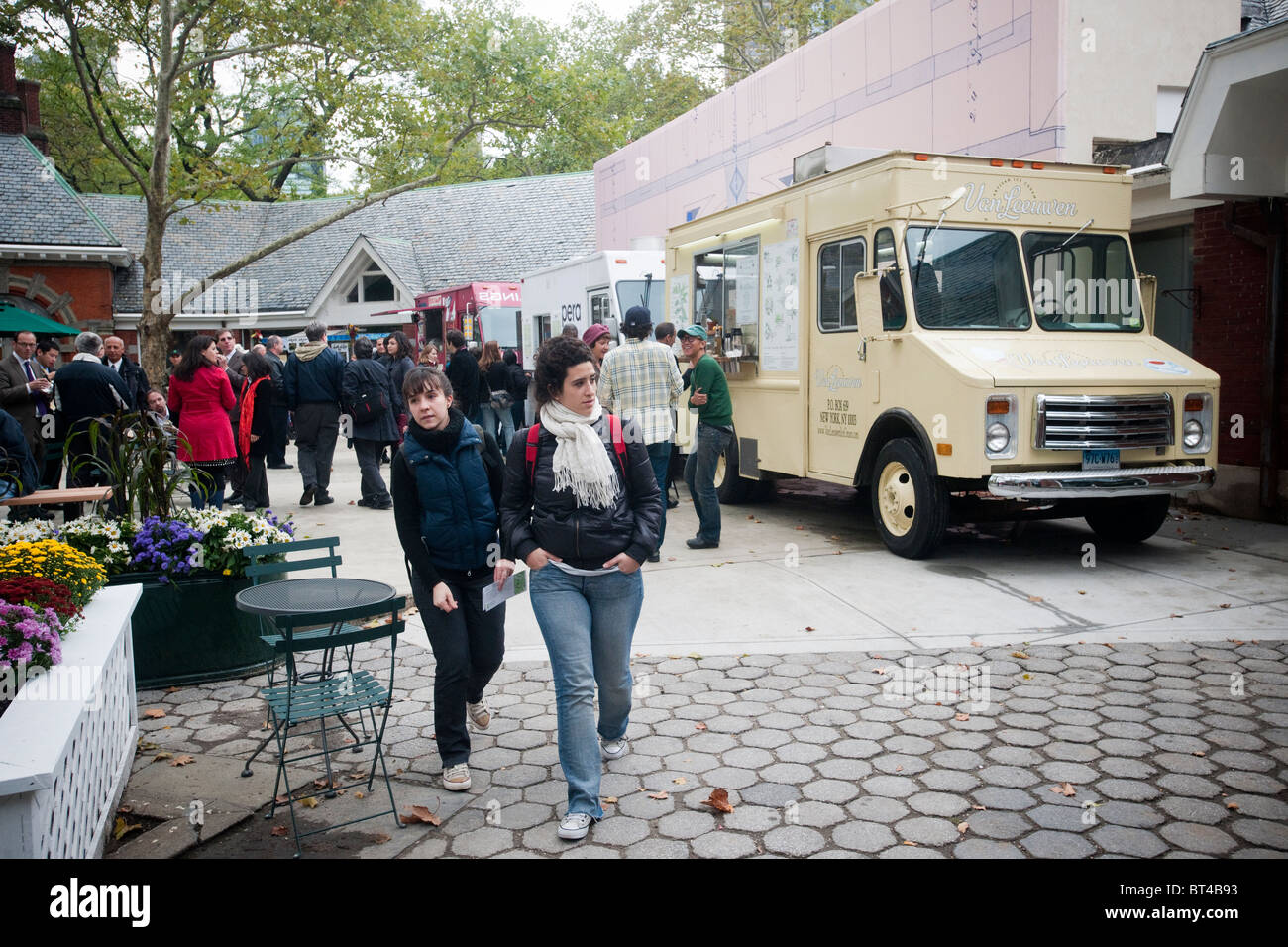 Food trucks debut in the former Crystal Room of the closed Tavern on the Green restaurant in Central Park in New York Stock Photo