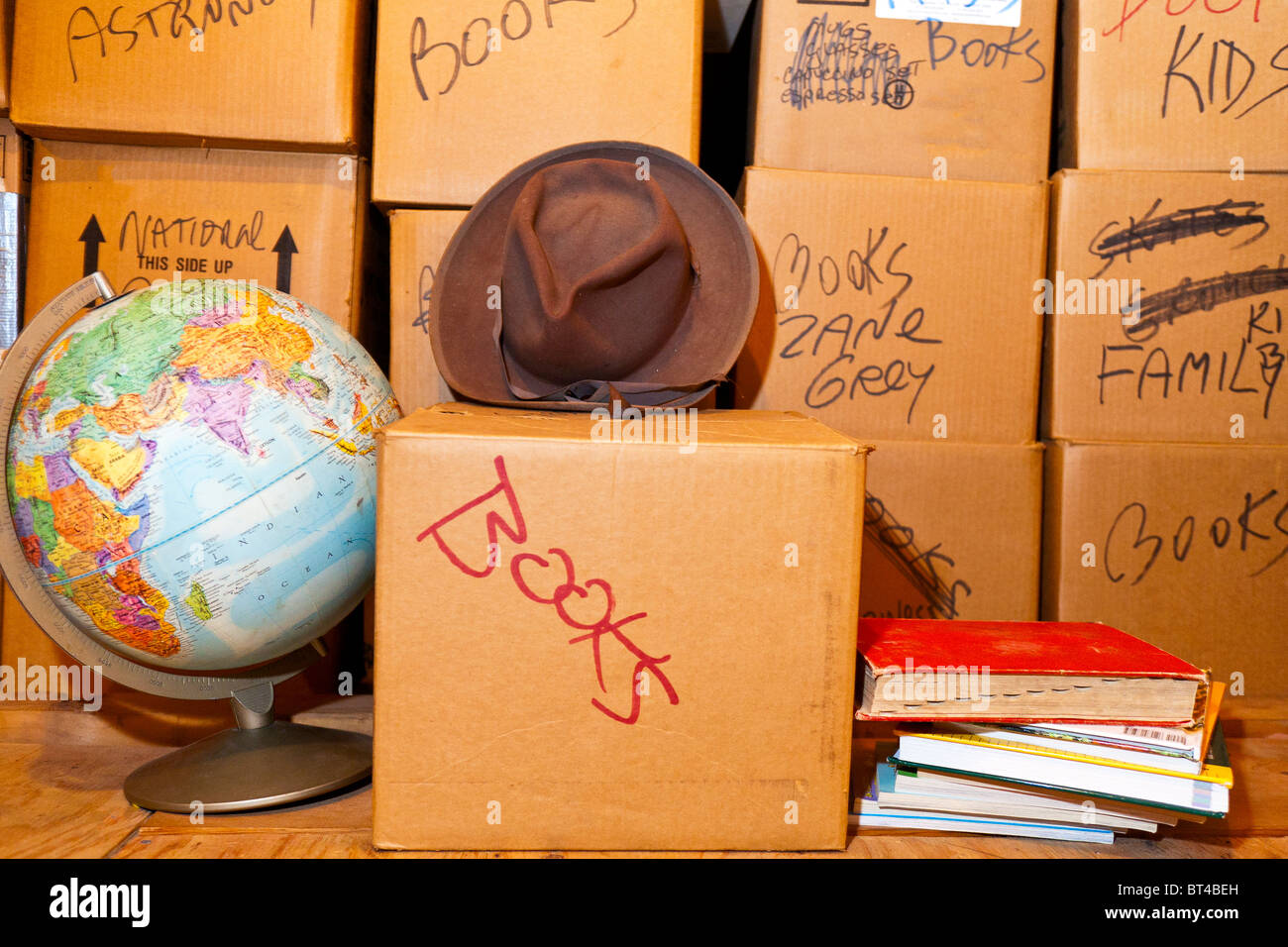 Boxes, Books and other things in Attic Storage Stock Photo - Alamy