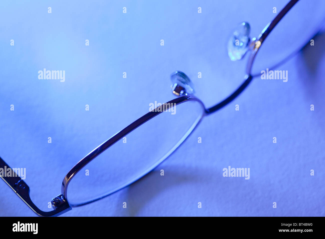 Closeup of Wire frame Eyeglasses. Stock Photo