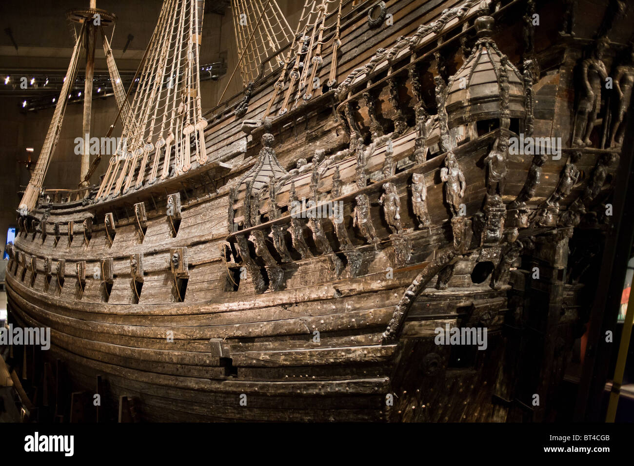 Salvaged 17th century sunk Vasa ship on display at Vasa Museum in Stockholm Stock Photo