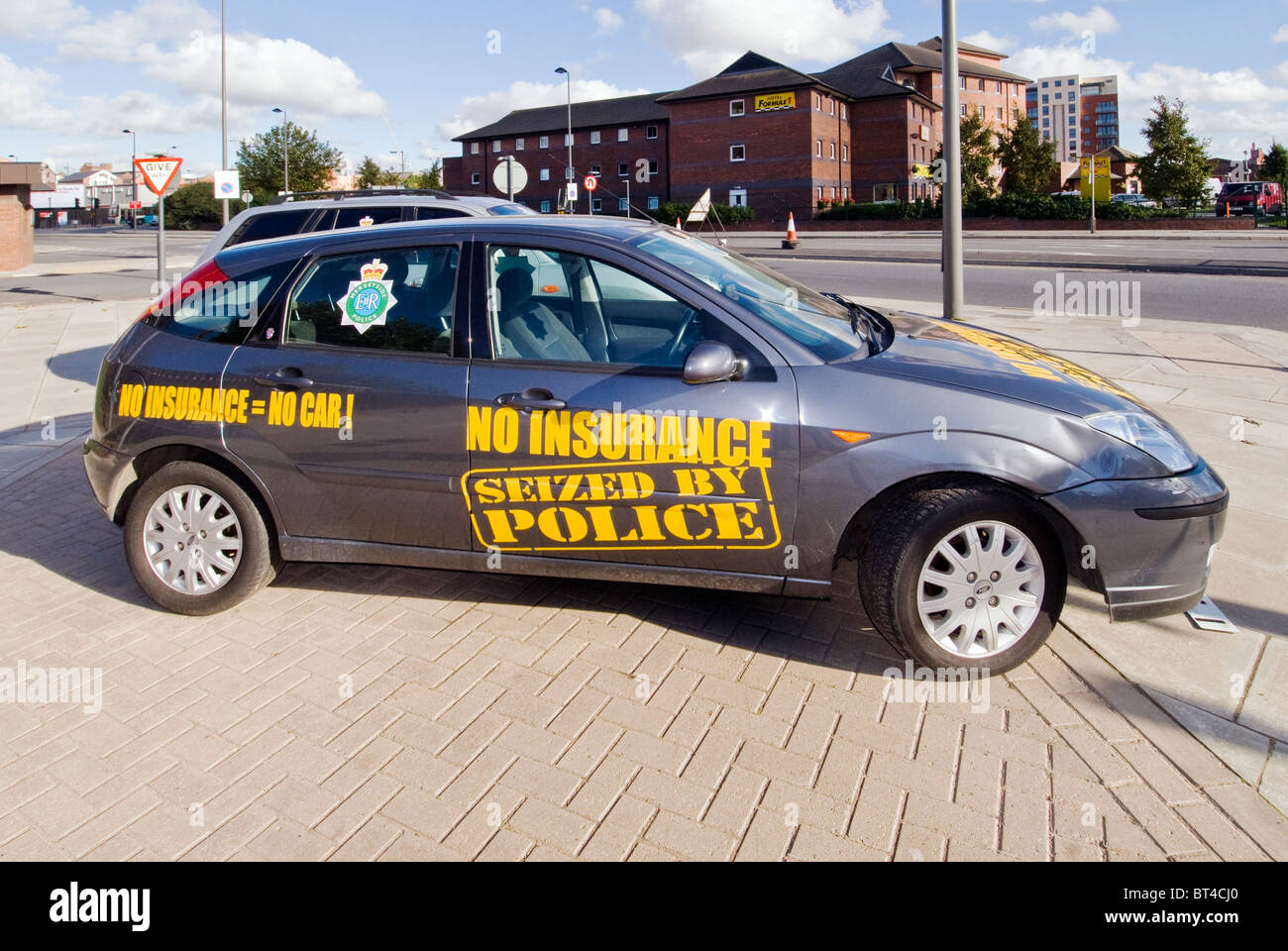 A car without insurance seized by the police on display in ...