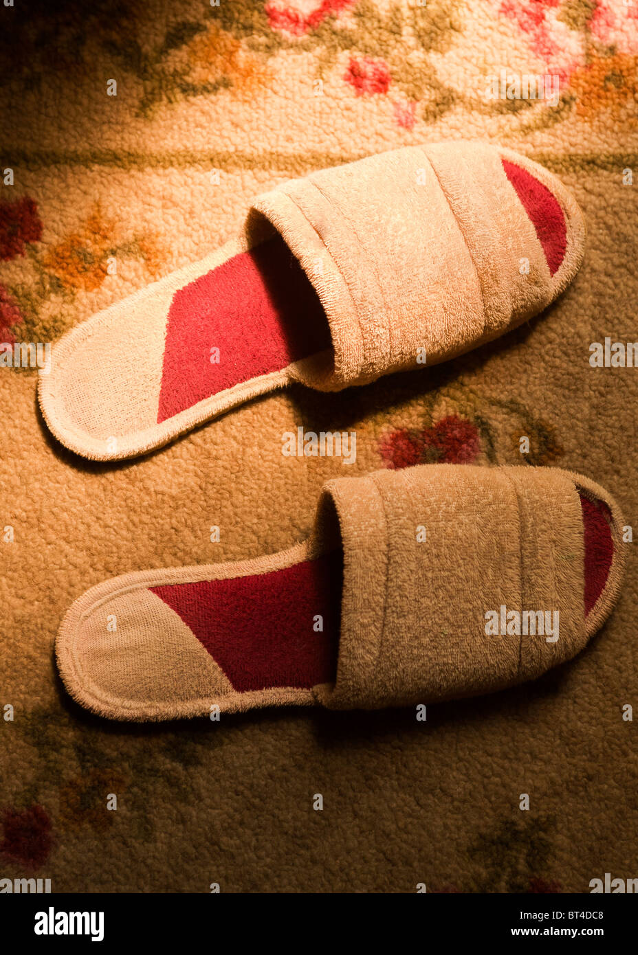 Men's Foot Slippers on Rug Stock Photo Alamy