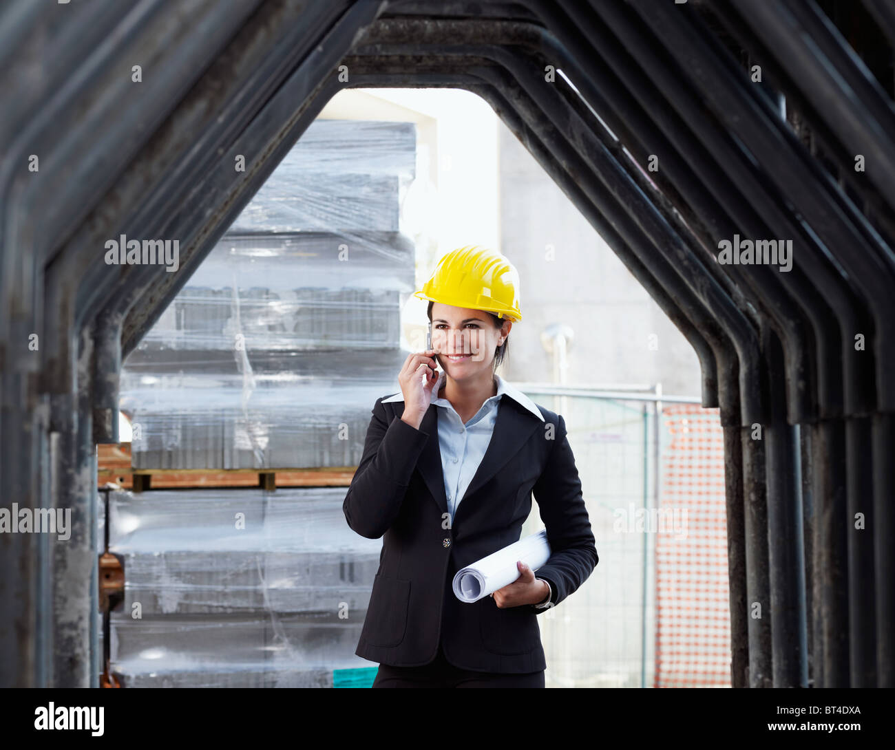 female engineer in construction site Stock Photo