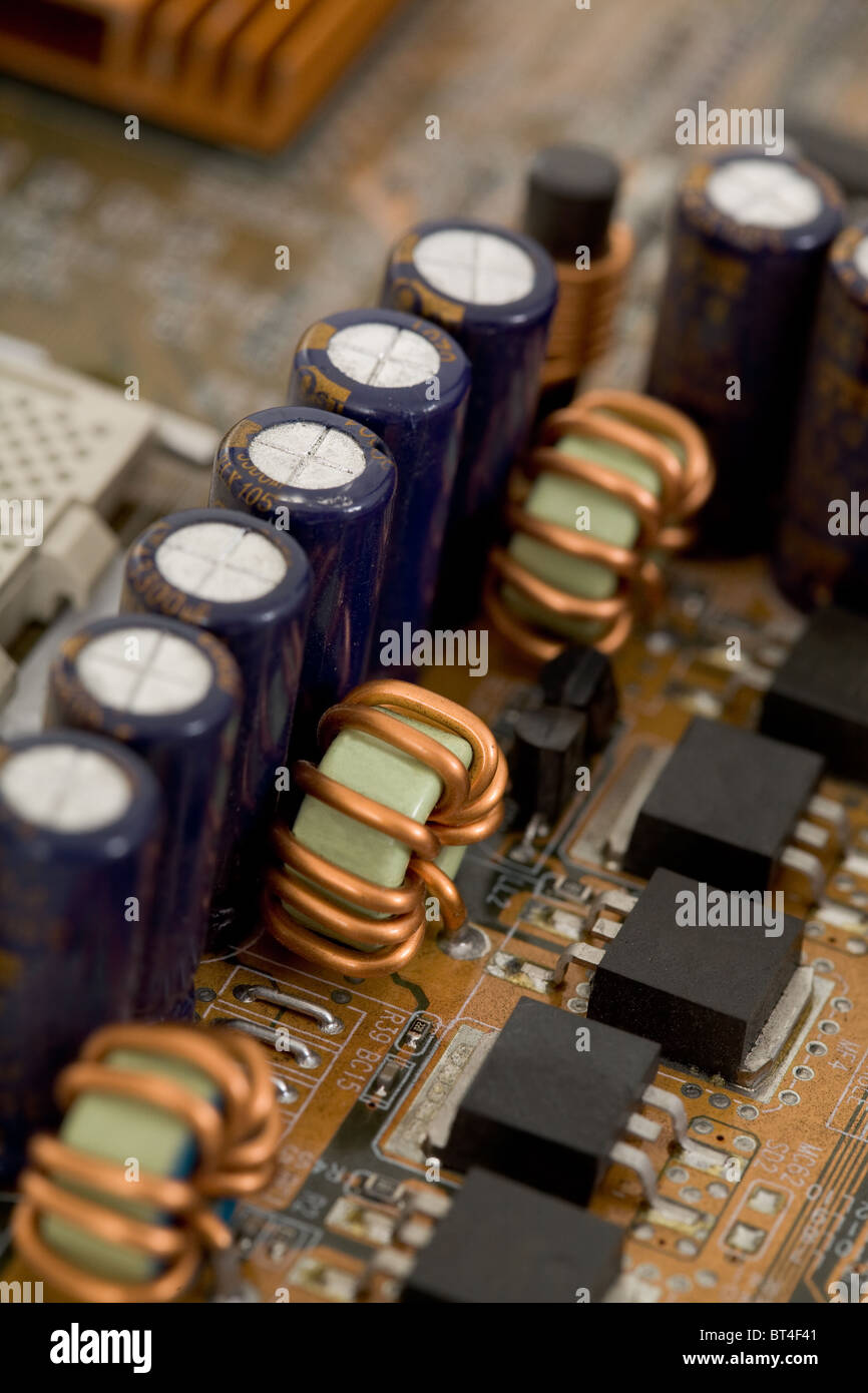 Electronic components on a circuit board closeup Stock Photo Alamy