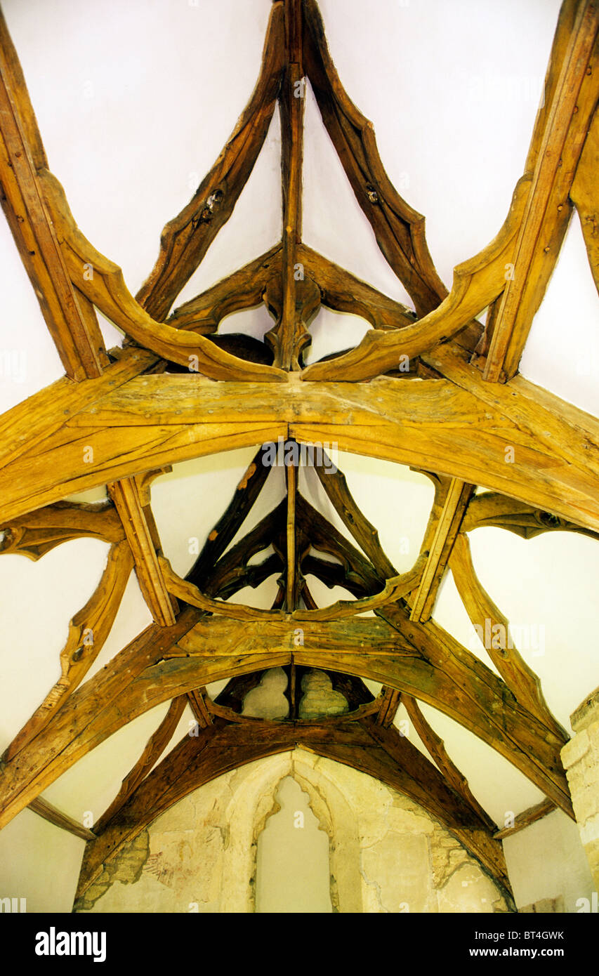 Fiddleford Manor, Dorset, 14th century timber roof England UK English roofs timbers Stock Photo