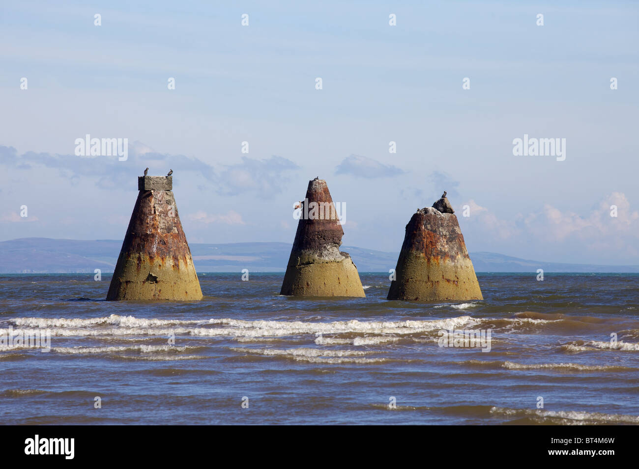 Concrete target base on Luce Sands, Dumfries & Galloway, Scotland. Stock Photo