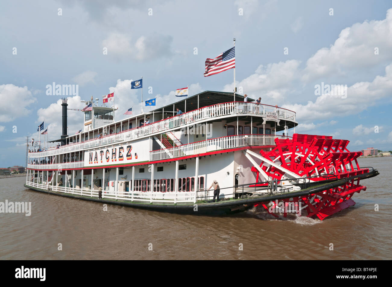 Louisiana, New Orleans, Steamboat Natchez, Mississippi River tour boat, steam powered sternwheeler launched 1975 Stock Photo