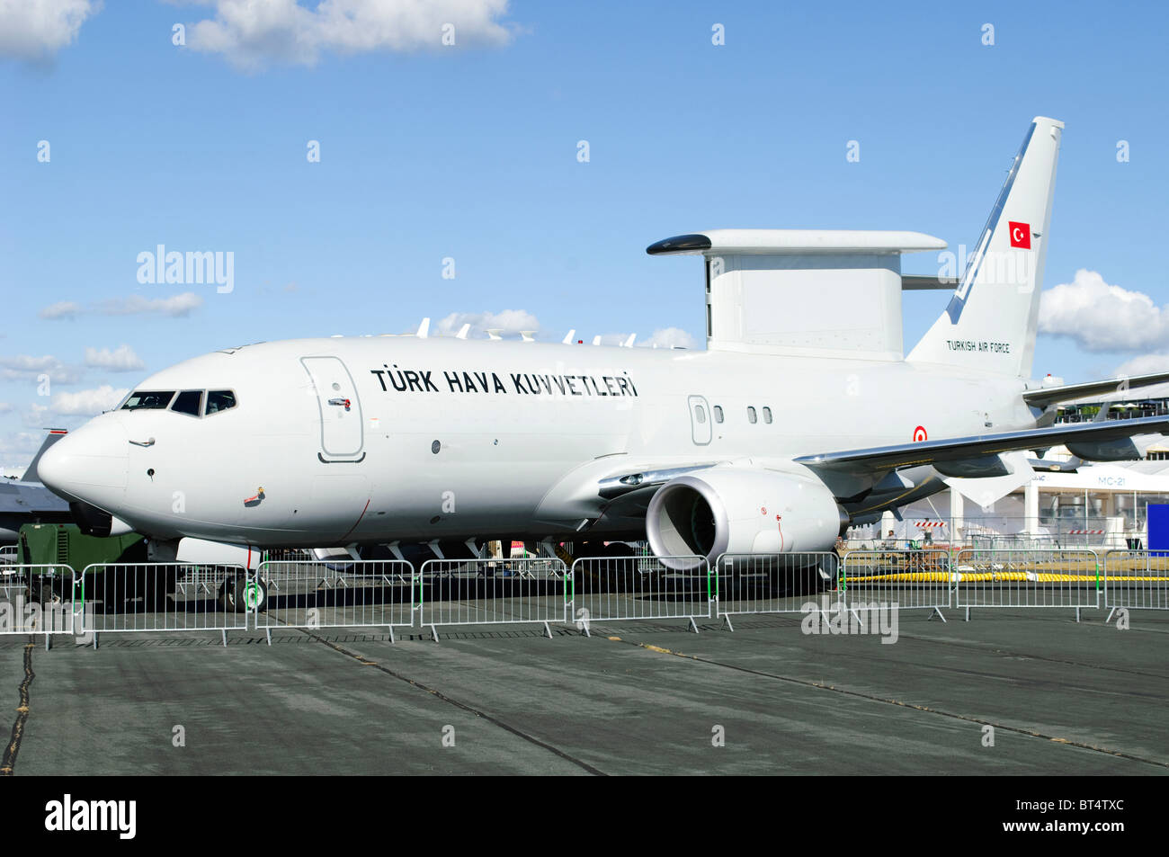 Boeing 737-7ES Peace Eagle operated by the Turkish Air Force on static display at Farnborough Airshow Stock Photo
