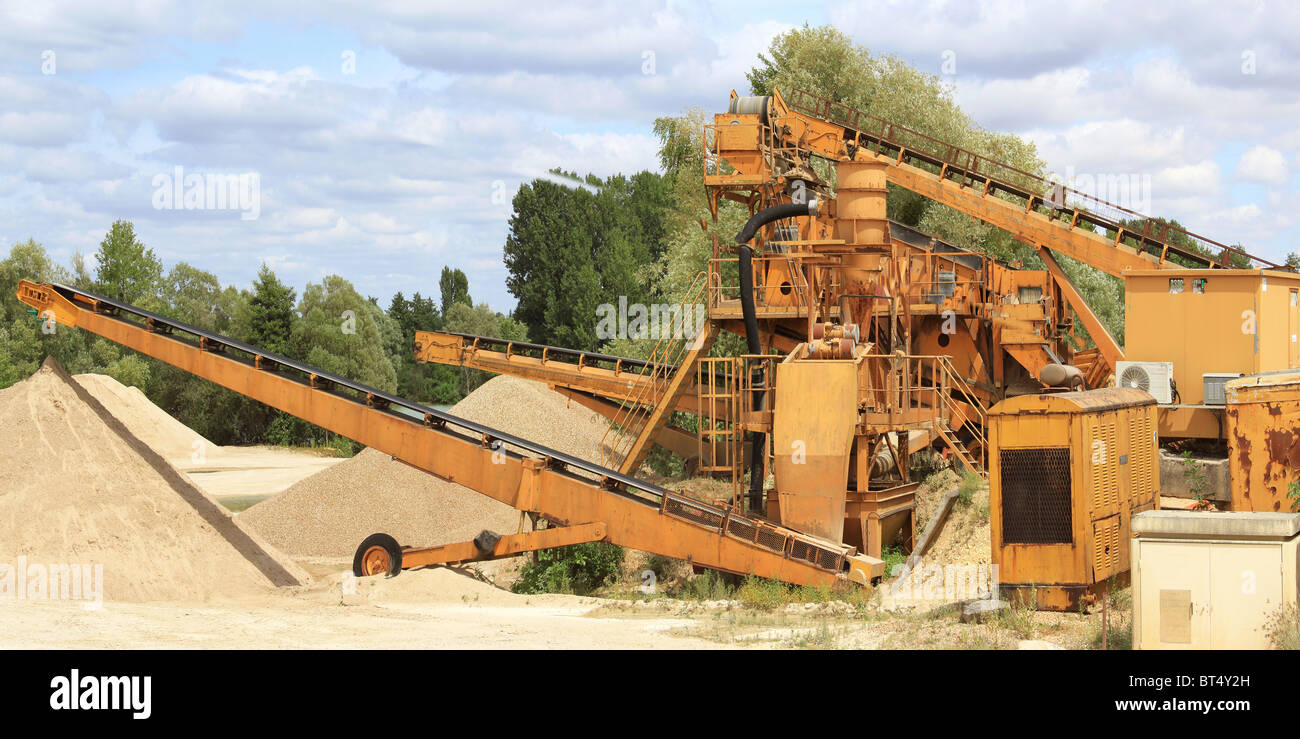 panoramic photograph of a sand and gravel pit Stock Photo