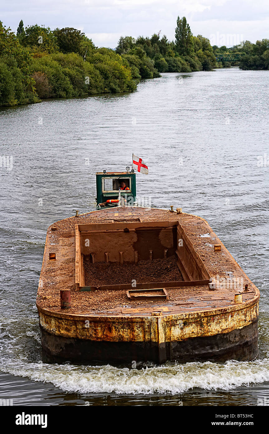 Working gravel extraction barge Stock Photo Alamy