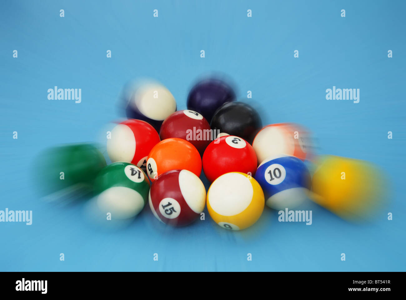 snooker balls in motion Stock Photo