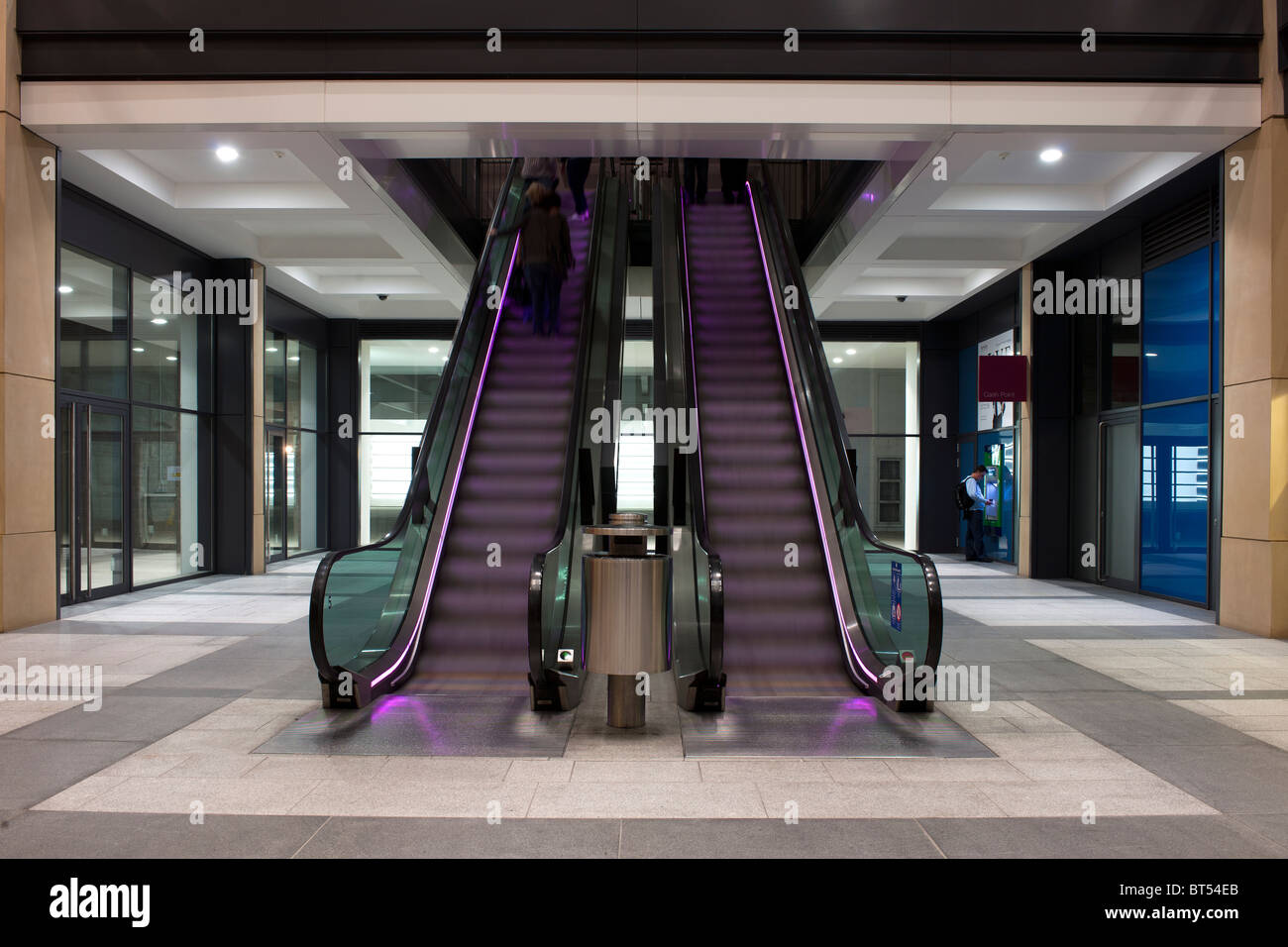 Shopping centre escalators, Birmingham, England. Stock Photo