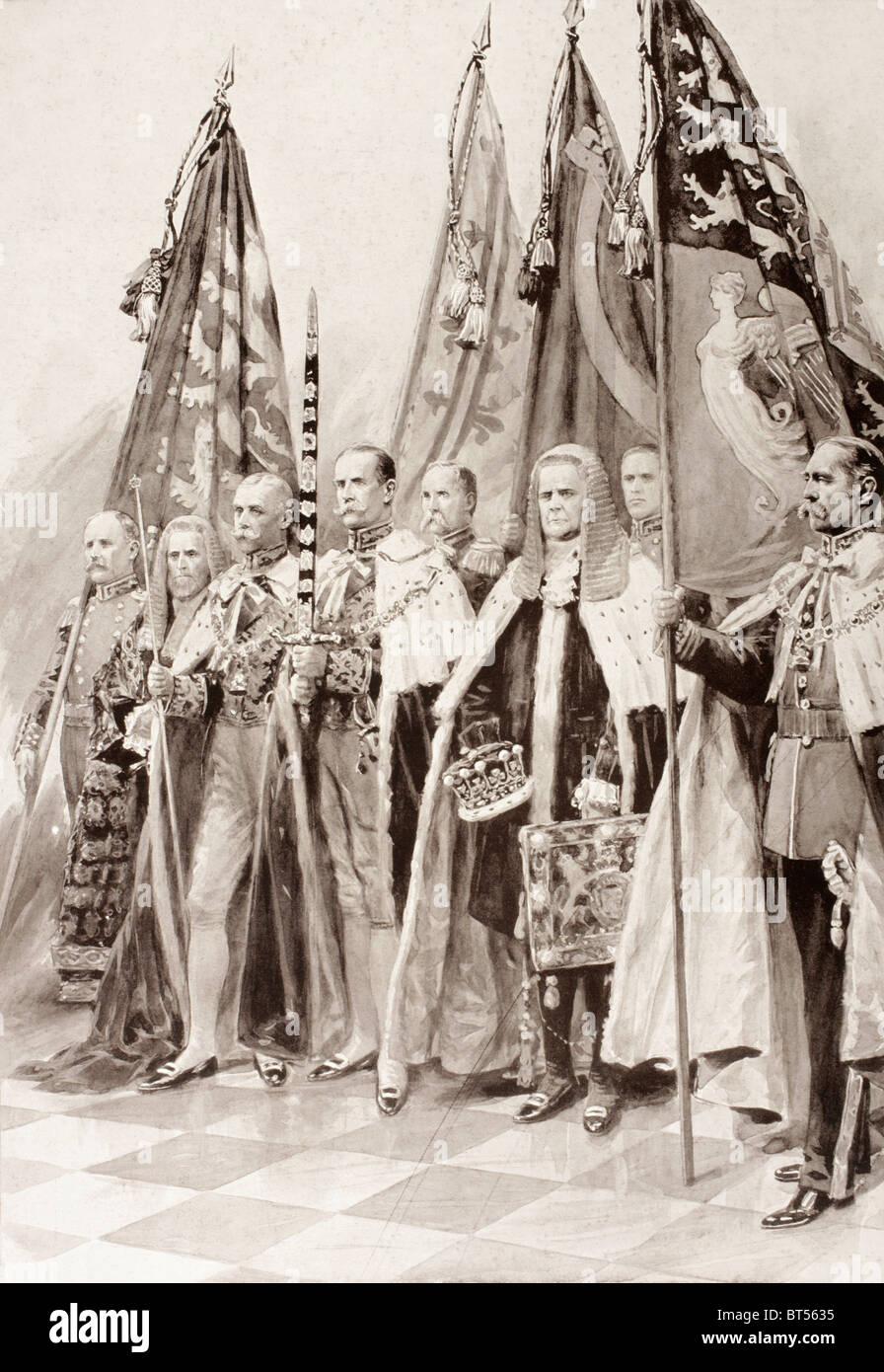 The Standard Bearers of George V during his coronation ceremony in 1910 ...